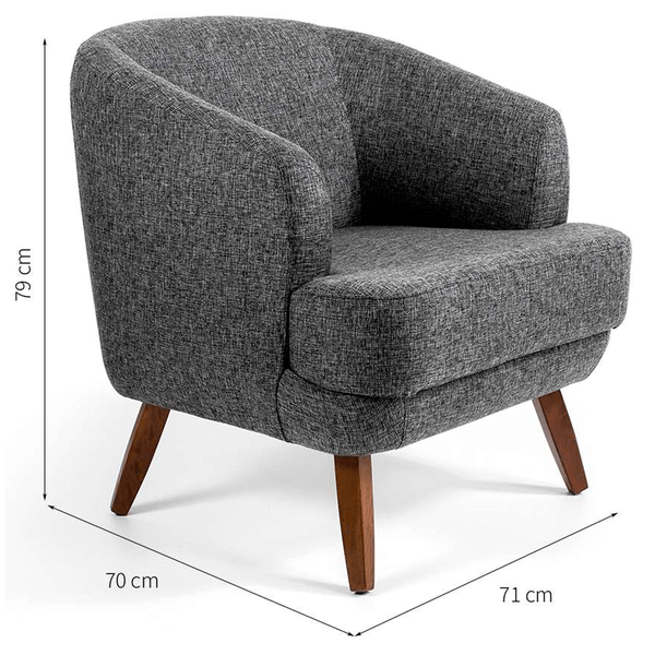 Poltrona MDF e OSB, 1 Lugar, Pés Eucalipto Envernizado - Tamara 773680 Preto