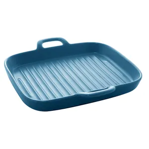 Conjunto de Travessas Bon Gourmet, 19x19x3cm, 2 Peças, Porcelana, Azul - 28728