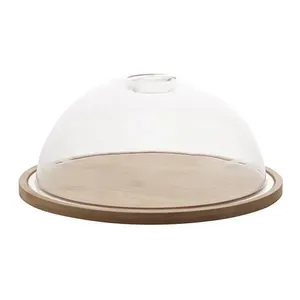 Queijeira 24 Cm Com Tampa Em Acrílico E Base Em Bambu Lyor