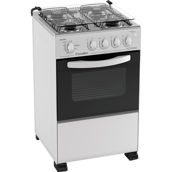Fogão 4 Bocas de Piso Esmaltec Caribe, Acendimento Automático, Branco - 4081 Bivolt