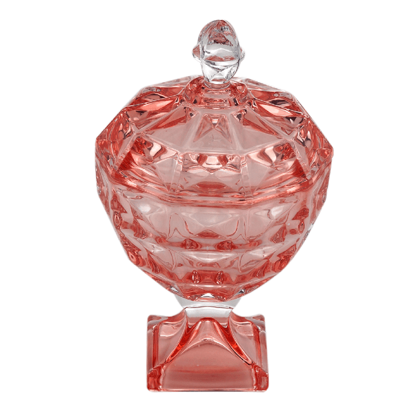 Potiche Decorativo Wolff Diamant, Cristal, Com Tampa, Rose, 12x19cm Potiche Decorativo Wolff Diamant, Cristal, Com Tampa, Rosé, 12x19cm