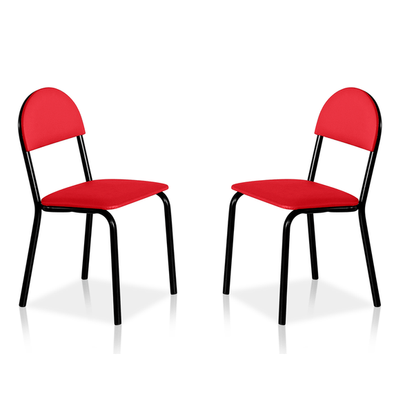 Conjunto de Cadeiras Refri, em Aço - Novo Mundo Preto / Vermelho