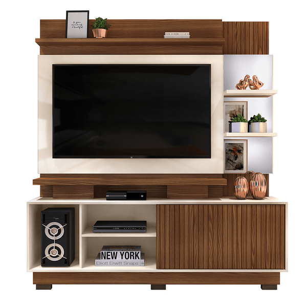 Estante Home Lupi em MDF/MDP com Espelho para TV até 55'' Dj Móveis Marroquim / Off White