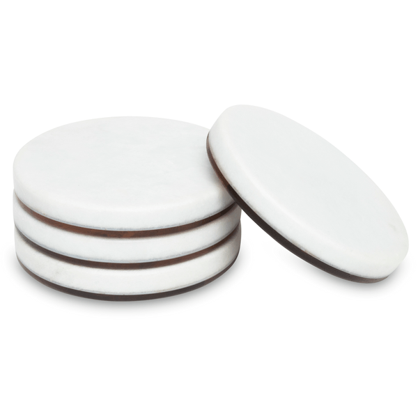 Conjunto Porta Copos Oxford, Mármore Branco e Madeira, 4 Peças - 069669