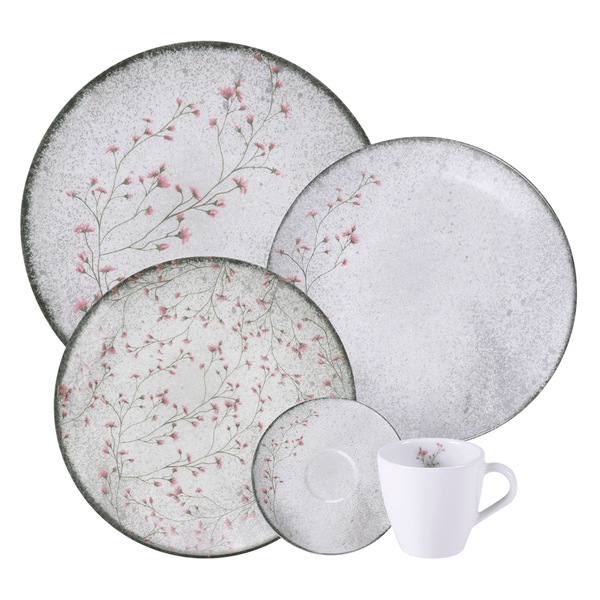Conjunto de Jantar e Chá Tramontina 20 Peças Porcelana Floralis