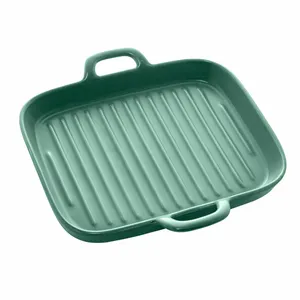 Conjunto de Travessas Bon Gourmet, 2 Peças, com alças, 19cm, Porcelana, Verde - 28704