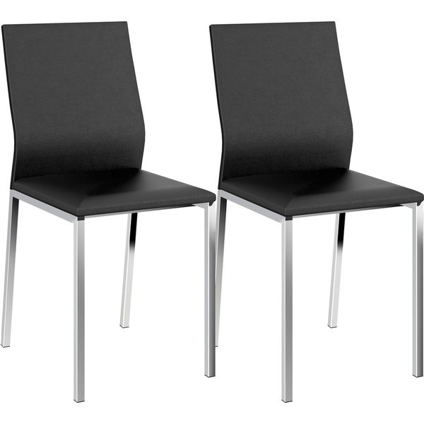 Conjunto 2 Cadeiras Aço Cromado Revestimento em Couríssimo - Carraro 1804 Preto