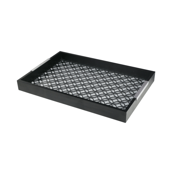 Bandeja de Madeira com Vidro WoodArt Star 47x32x5cm cor Preta