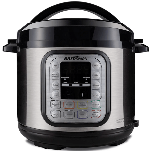 Panela de Pressão Elétrica Multifuncional da Britânia, 900W, 5 Litros, Digital, Preto e Inox - BPP02PI 220V