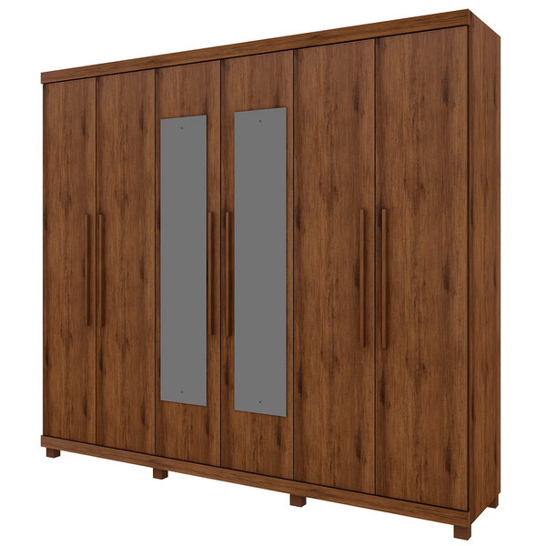 Guarda-Roupa Casal Absolut em MDF 06 Portas 04 Gavetas com Espelho Madeirado