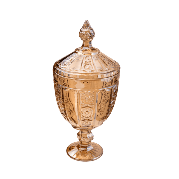 Bomboniere Belle Âmbar de Cristal Wolff, Com Pé e Tampa, 15,5x32cm - 35194