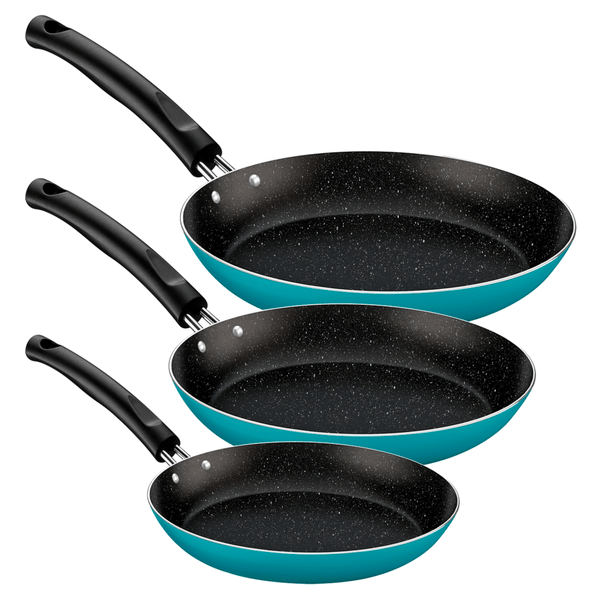 Jogo de Frigideiras Tramontina, 3 Peças, Revestimento Interno Antiaderente Starflon Max, Turquesa - 27899/448