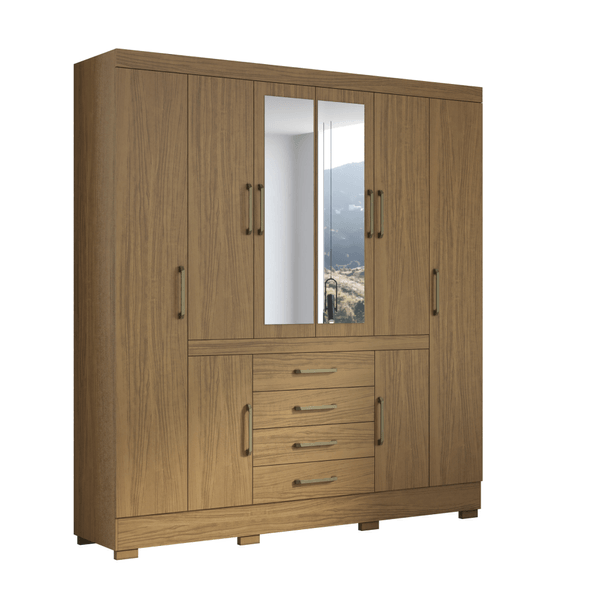 Guarda-Roupa Casal MDP 8 Portas 4 Gavetas 12 Prateleiras Puxadores ABS - Napole Atacama