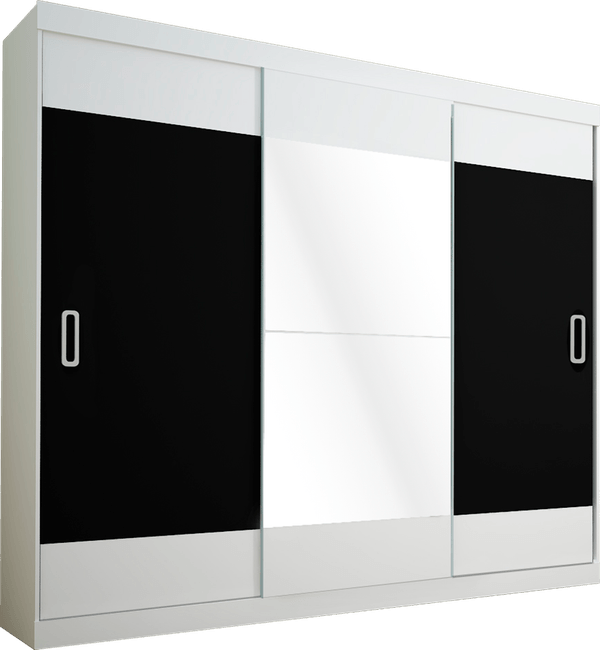 Guarda-roupa 3 Portas, 4 Gavetas 100% MDF - Bom Pastor Vip Bali Branco / Preto