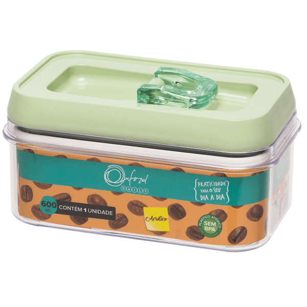 Pote Retangular Oxford Daily, Hermético, 1 Peça, 600ml, Acrílico - P01T-1001