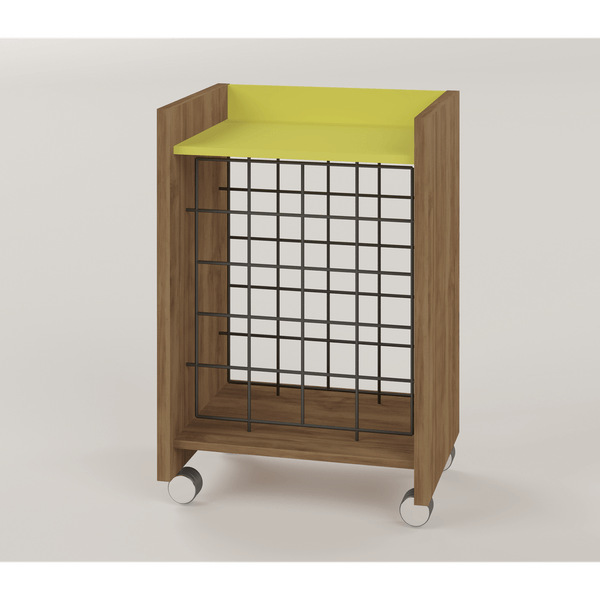 Carrinho Bar em MDP para 20 Garrafas, com Rodízios - Líder Design Drink Buriti / Amarelo