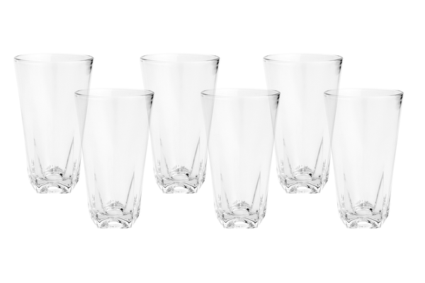 Conjunto de Copos Altos Faces da Lyor, 6 Peças, Vidro, 336ml - 6544