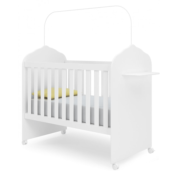 Berço / Mini Cama 100% MDF, com Rodízios - Móveis Canaã Imperial Branco Brilho
