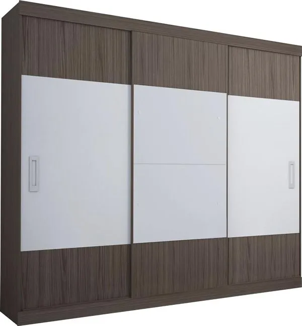 Guarda-roupa 3 Portas, 4 Gavetas 100% MDF - Bom Pastor Vip Bali Cristal / Alamo