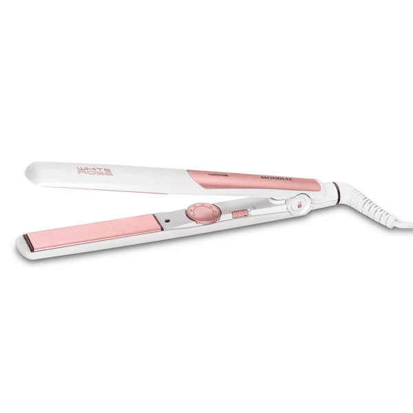 Prancha para Cabelos Mondial, Revestimento Cerâmico com Tourmaline, 220°C, Branco/ Rose Gold - P50 Bivolt