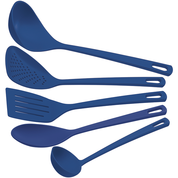 Conjunto de Colheres para Cozinha Utilità Tramontina, 5 Peças, Nylon, Azul 25099/104