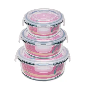 Conjunto de Potes Herméticos Redondos em Vidro Borosilicato da Oxford 3 peças