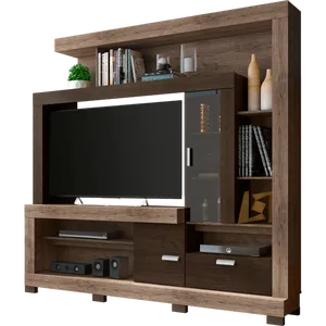 Estante em MDP, 7 Prateleiras, 8 Pés, Para TV de 52'' - Linea Brasil Grand Acácia Naturale / Wengue