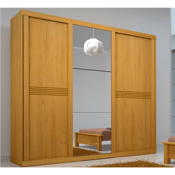 Guarda-Roupa 3 Portas, 4 Gavetas, com Espelho - Bom Pastor Vigor Noce