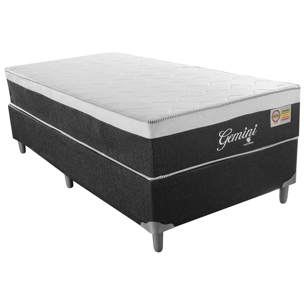 Cama Box de Solteiro, Euro Pillow, Mola, Espuma D28, 88X188cm - Montreal Gemini