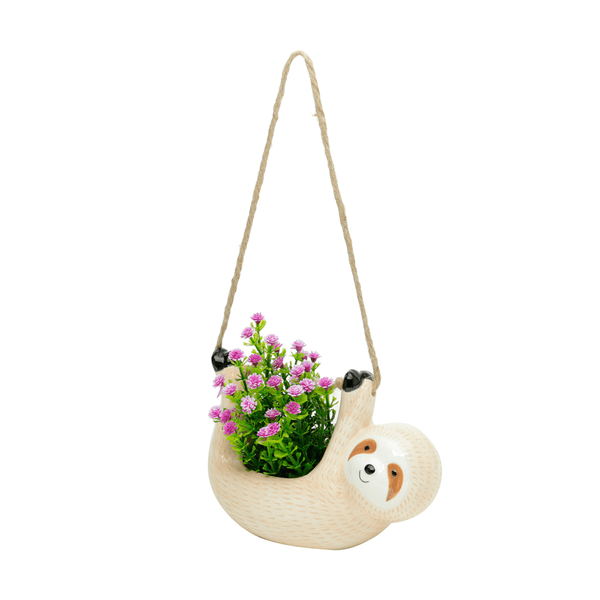 Mini Cachepot Animal Sloth Hooked da Urban, 8,5 x 12 cm, Cerâmica - 42208