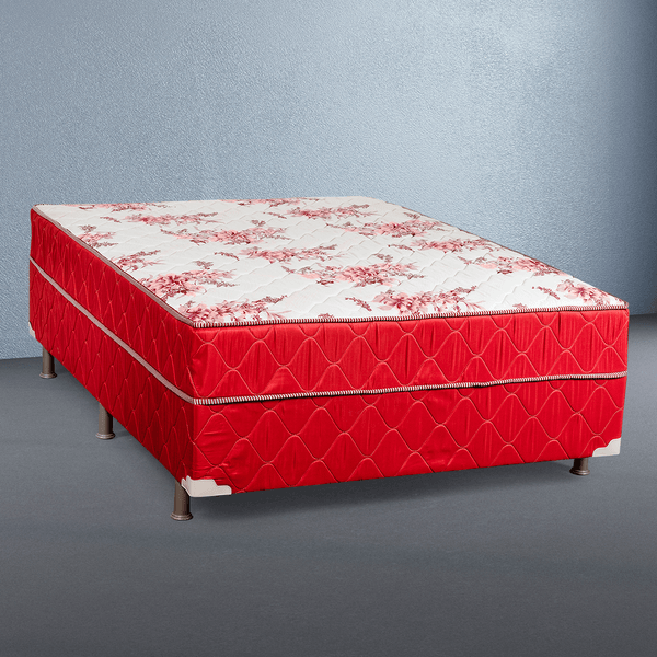 Conjunto Box Solteiro, Espuma D20, Vinho, 188 x 60 cm - Econ