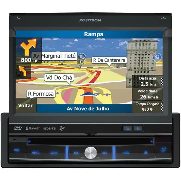 DVD Automotivo Positron, Navegador GPS, Receptor de TV Digital, Tela 7'' - SP6900NAV