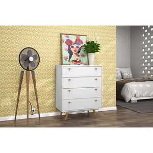 Cômoda em MDP/MDF, 4 Gavetas, Com Pés - Retrô 35 Branco