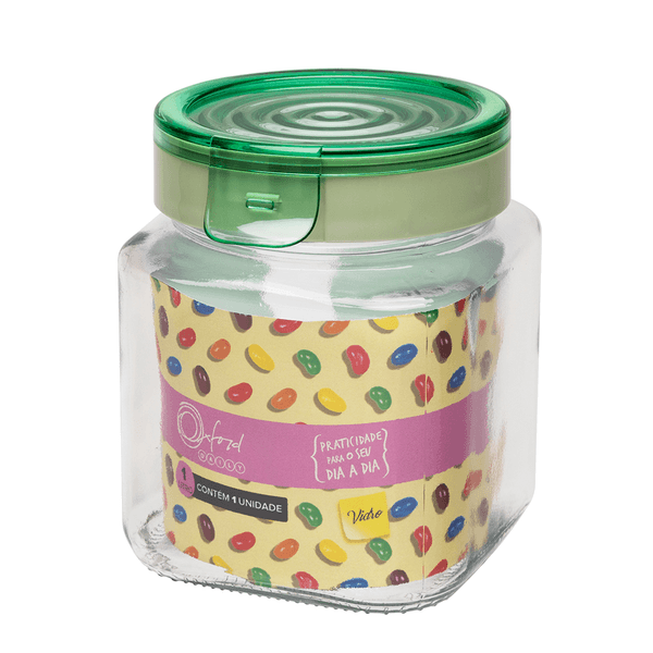 Pote Quadrado Hermético Menta, 1 Peça, 1l, Vidro - LPT06-1001
