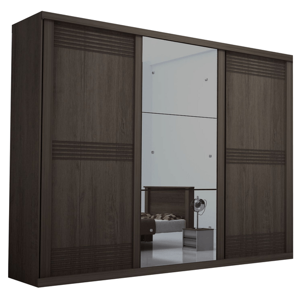 Guarda-Roupa Casal Lord Bello em MDF 3 Portas 4 Gavetas Bom Pastor Café
