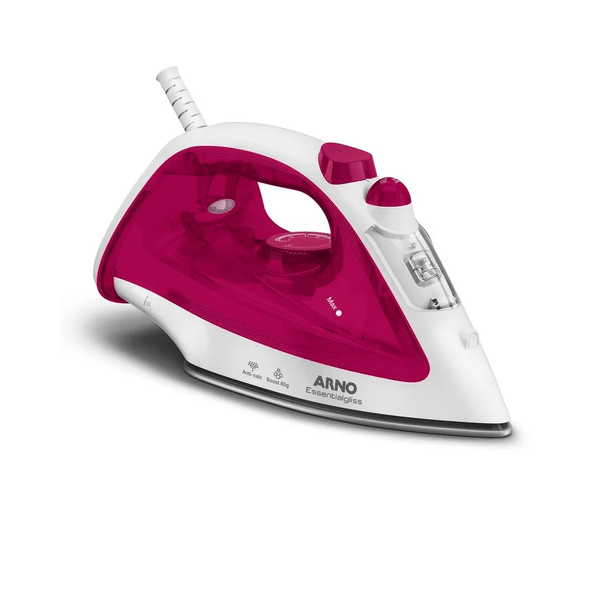 Ferro a Vapor Essentialgliss Arno 1200W 3 Temperaturas Antiaderente Vapor Contínuo Rosa/Branco 220V
