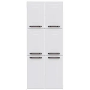 Paneleiro em Aço, 6 Portas, 3 Prateleiras, 6 Puxadores - Titanium Branco