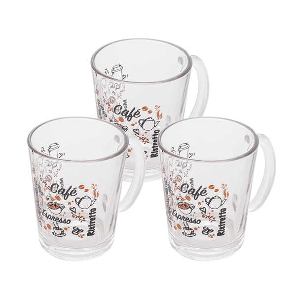 Conjunto de Canecas de Vidro Barista, 3 Peças, 240ml, Transparente - 45052