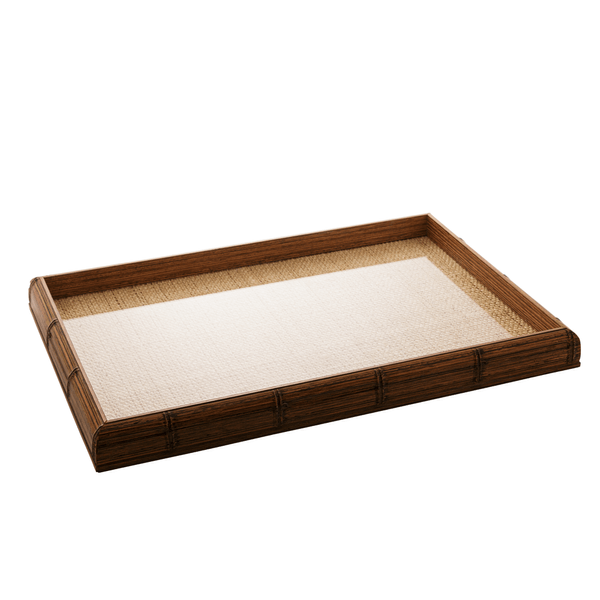 Bandeja de Madeira Bambu com Sisal Woodart 45x30x4cm Natural