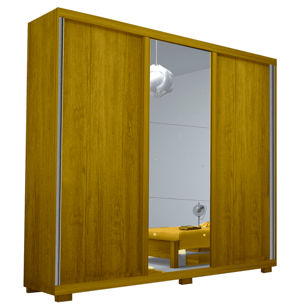 Guarda-roupa 3 Portas, 4 Gavetas, MDF - Bom Pastor Milano Noce
