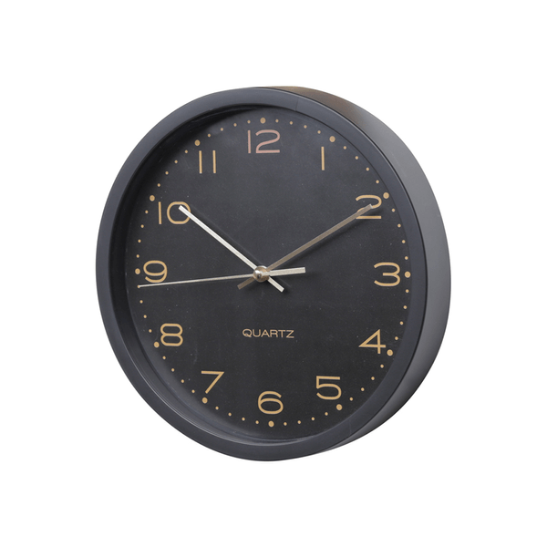 Relógio de Parede Essential Round da Urban, 4 x 25,4 cm, Plástico, Preto e Dourado - 42905