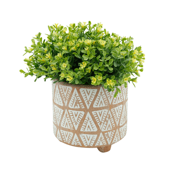 Vaso Decorativo Indian Paiting da Urban, Cerâmica, Branco/Marrom - 42122