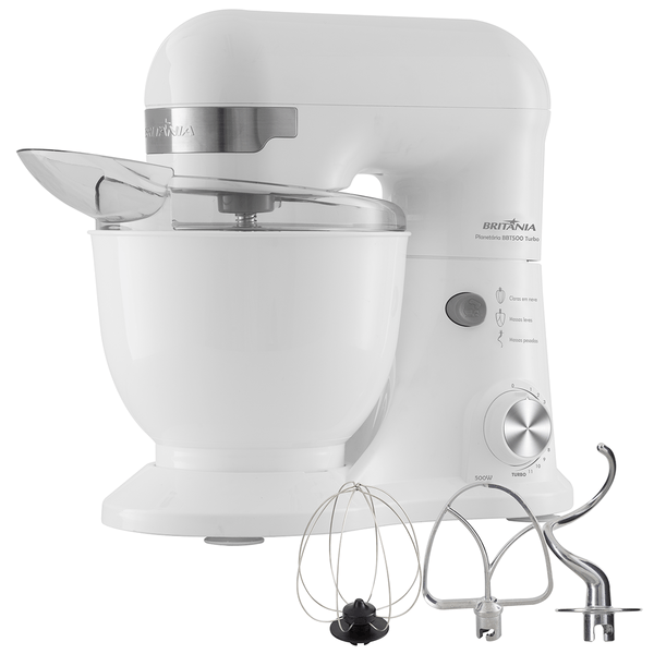 Batedeira Planetária Britânia, 500W, 11 Velocidades e Turbo, Branco - BBT500 110V