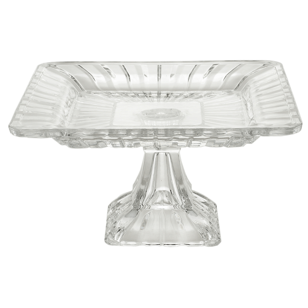 Prato Para Bolo da Lyor Quadratta, Cristal, Com Pé, 19x10cm - 4436