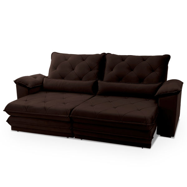 Estofado Hellen Plenitude 250cm Retratil Reclinavel - 3 Lugares Marrom Café