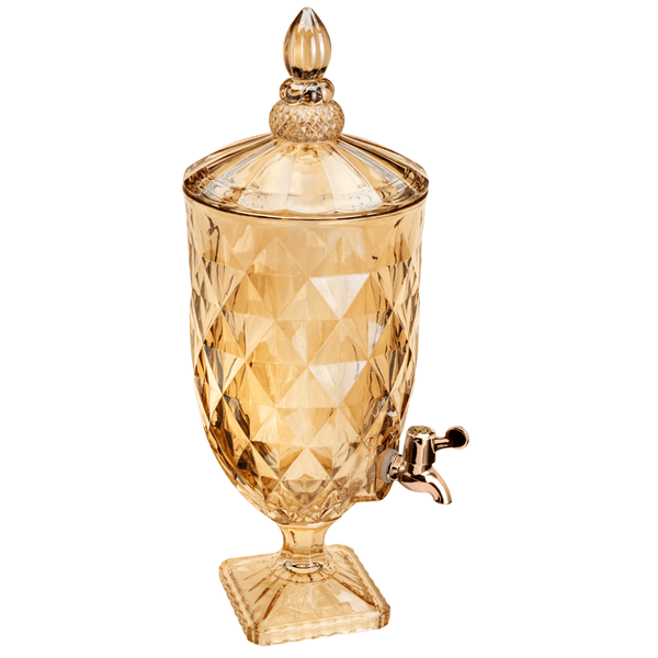 Dispenser para Bebida Diamond da Lyor, Cristal, Com Torneira Rosé, 5L, Âmbar - 9065