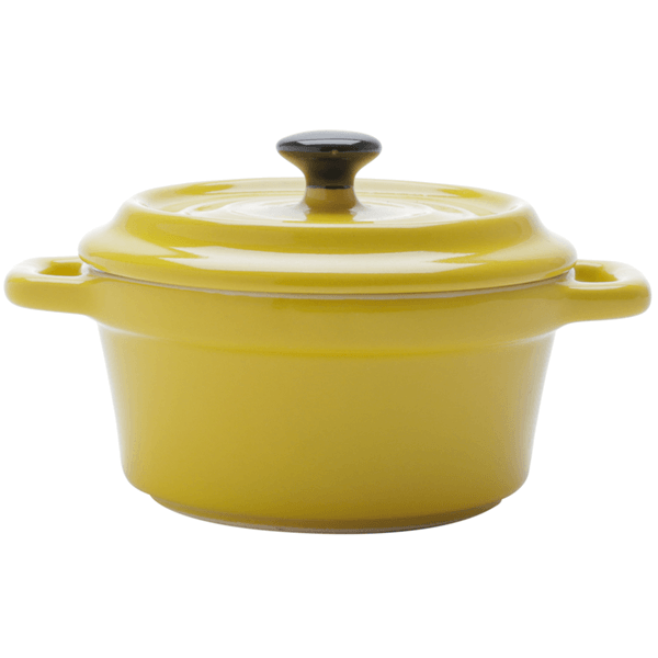 Mini Caçarola Black Lid da Bon Gourmet, Porcelana, Amarela - 35535
