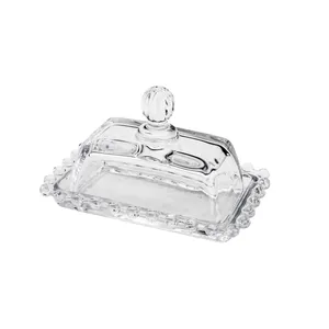 Manteigueira de Cristal Pearl da Wolff, Com Tampa, 9x14cm - 26755