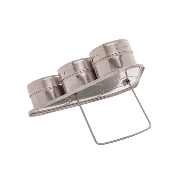 Conjunto Porta Tempero, 6 peças com Suporte Imantado, Aço Inox - 1966