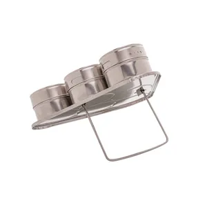 Conjunto Porta Tempero, 6 peças com Suporte Imantado, Aço Inox - 1966